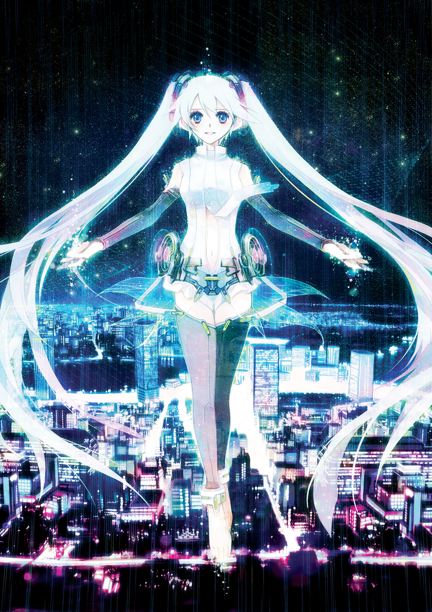 absurdres chris4708 cityscape hatsune_miku hatsune_miku_(append) highres long_hair night solo twintails very_long_hair vocaloid vocaloid_append