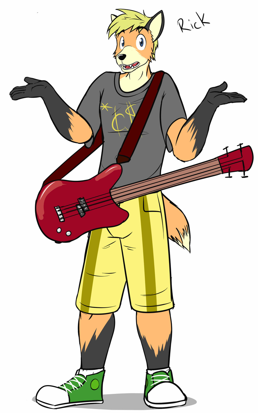 anthro canine character_name clothed clothing fox fully_clothed fuze guitar male mammal musical_instrument rick_(fuze) simple_background texnatsu white_background