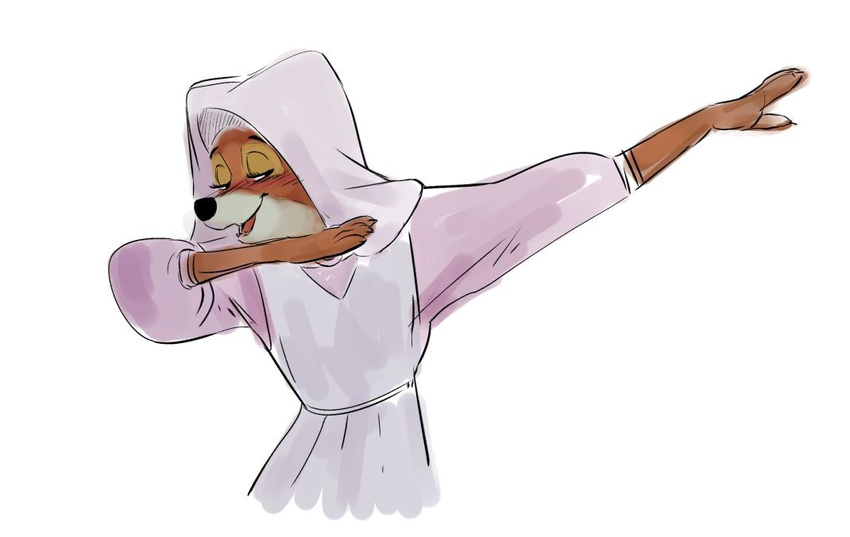 2018 anthro blush canine clothed clothing dab dabbing disney female fox korram maid_marian mammal meme robin_hood_(disney) solo