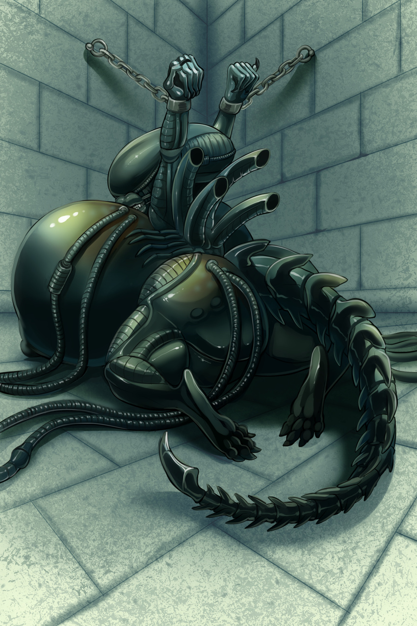 acid alien alien_(franchise) bdsm big_breasts big_butt bimbomorph bondage bound breast_expansion breasts butt chain drooling female growth hi_res huge_breasts huge_butt hyper hyper_breasts hyper_butt inflation lips nipples owlette_(artist) saliva shackles shiny swelling teeth tubes xenomorph