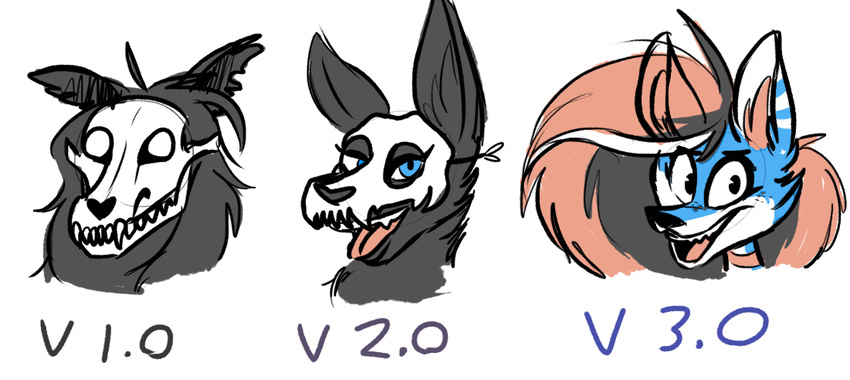 abyssal_wolf anthro black_fur blue_eyes blue_fur canine esther female fur hair jayjay_(zoophobia) kea_(artist) mammal mask monster open_mouth scp-1471 scp_foundation simple_background skull skull_mask teeth tongue white_pupils zoophobia