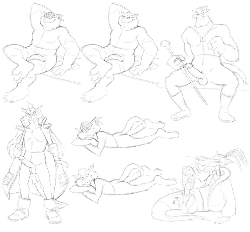 chance_furlong commander_feral dr._viper erection hard_drive_(swat_kats) jake_clawson male mask nude penis sketch swat_kats thegreatmatsutzu