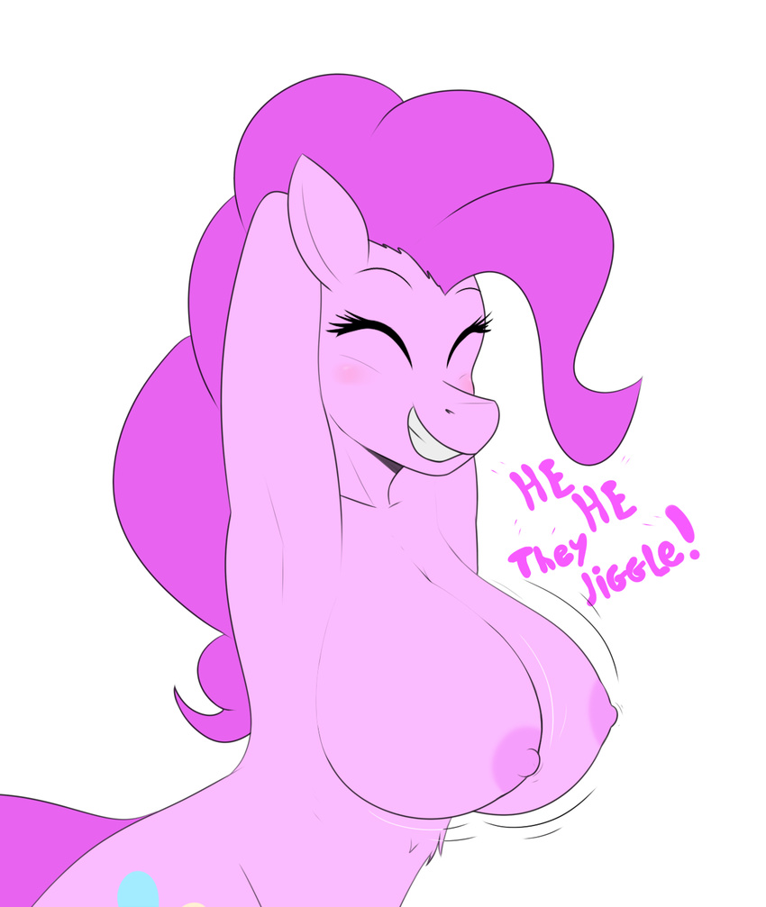 anthro arm_pit big_breasts booponies breasts equine female friendship_is_magic fur horse mammal my_little_pony nipples nude pinkie_pie_(mlp) pony smile teeth text