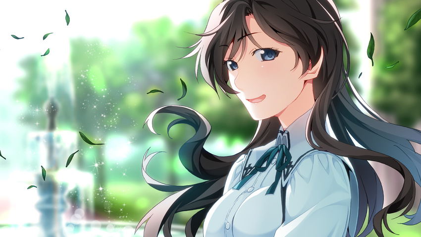 black_hair blue_eyes front_wing game_cg grisaia:_phantom_trigger long_hair petals tagme_(character) watanabe_akio