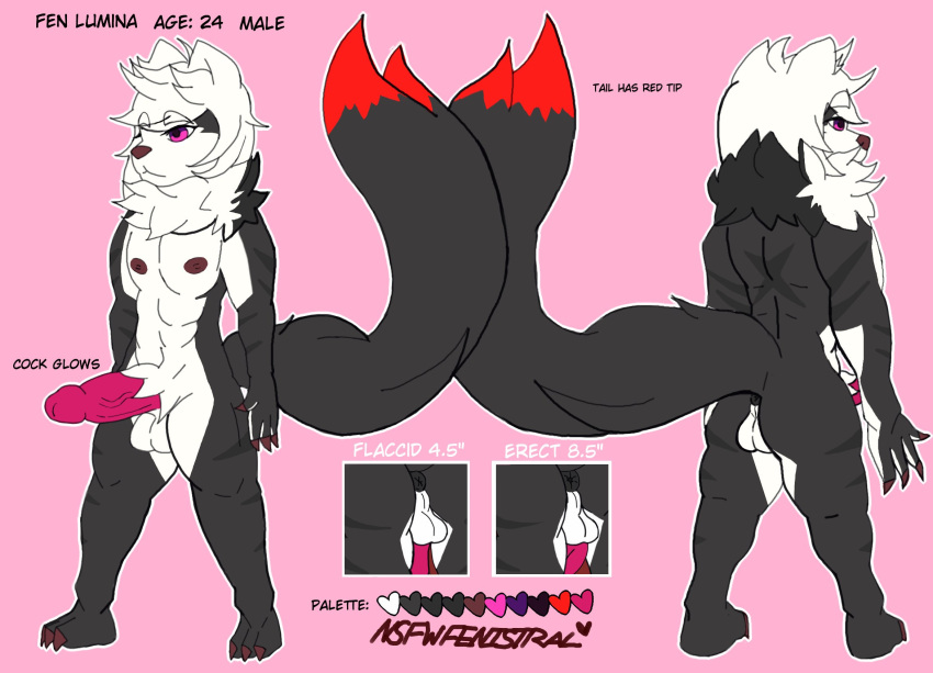1male anthro balls canine digital_media_(artwork) erection fen_(nsfwfenistral) fluffy_hair fur male mammal model_sheet nipples nsfwfenistral nude penis simple_background solo tuft wolf