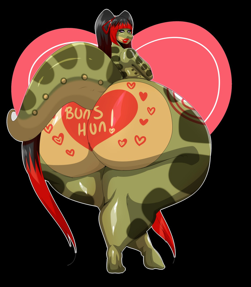 addison anaconda big_butt black_hair butt girly hair holidays huge_butt hyper hyper_butt male multicolored_hair oppaioppaioppai pigtails red/black_hair red_hair reptile scalie snake two_tone_hair valentine's_day