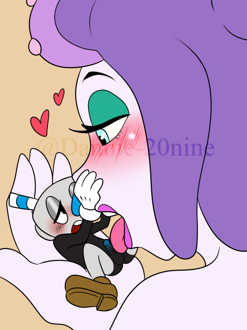&lt;3 2017 animate_inanimate better_version_at_source blush cala_maria clothing cup cuphead_(game) dannie-20nine duo fellatio female gloves humanoid licking male male/female mugman not_furry object_head open_mouth oral penis sex simple_background straw tongue tongue_out video_games