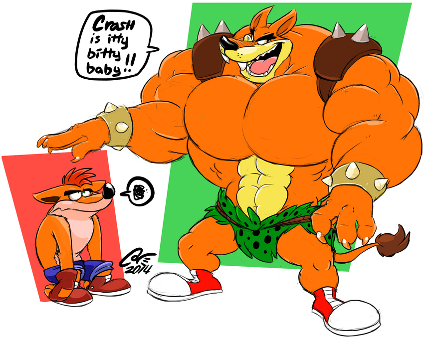 clothing crash_bandicoot crash_bandicoot_(series) english_text hyper hyper_muscles loincloth madhooder male muscular size_difference text tiny_tiger video_games