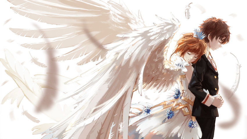 card_captor_sakura dress kinomoto_sakura li_syaoran tagme wings