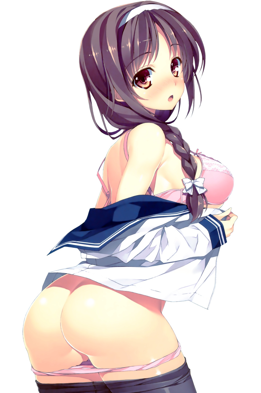 ass bra panty_pull pantyhose undressing yuuki_hagure