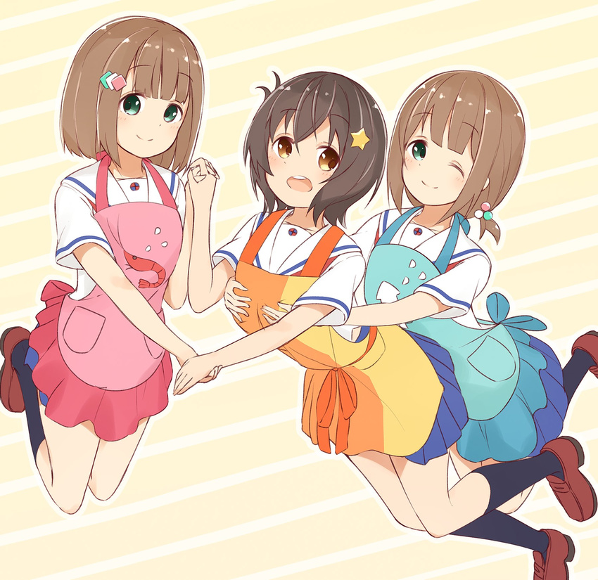 breast_grab high_school_fleet irako_mikan kinesaki_akane kinesaki_homare manse seifuku