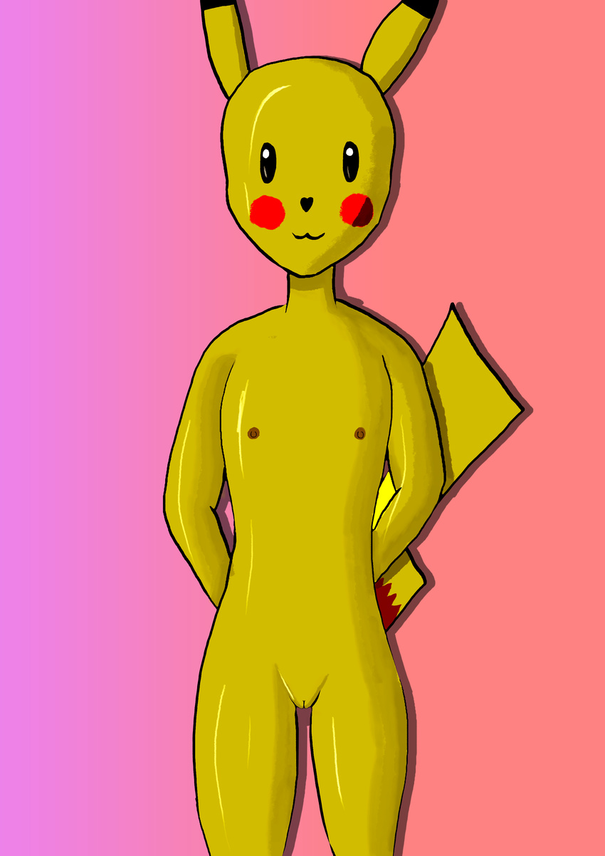 anthro bottomless breasts clothed clothing female flat_(disambiguation) flat_chested nintendo nipples nude passthecan pikachu pok&eacute;mon pok&eacute;mon_(species) pussy traditional_media_(artwork) video_games