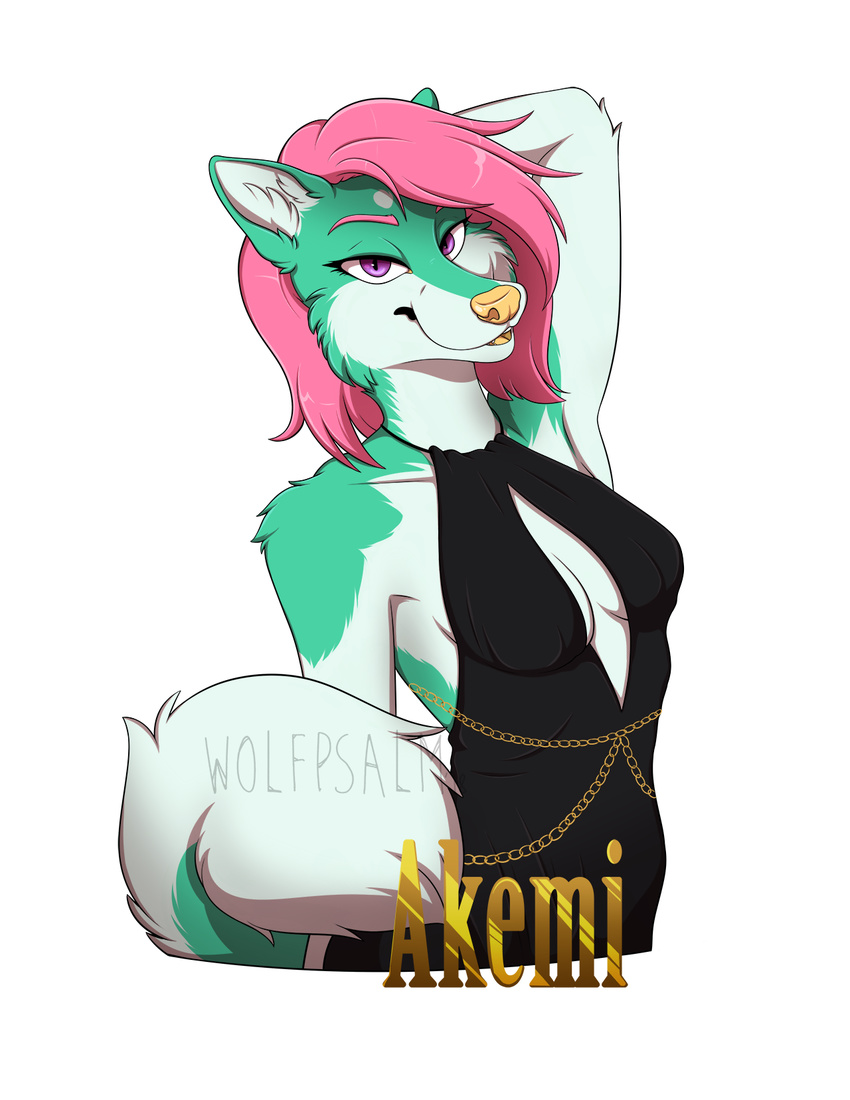 anthro badge canine clothed clothing digital_media_(artwork) dog dress female kojotek mammal shiba_inu smile wolfpsalm