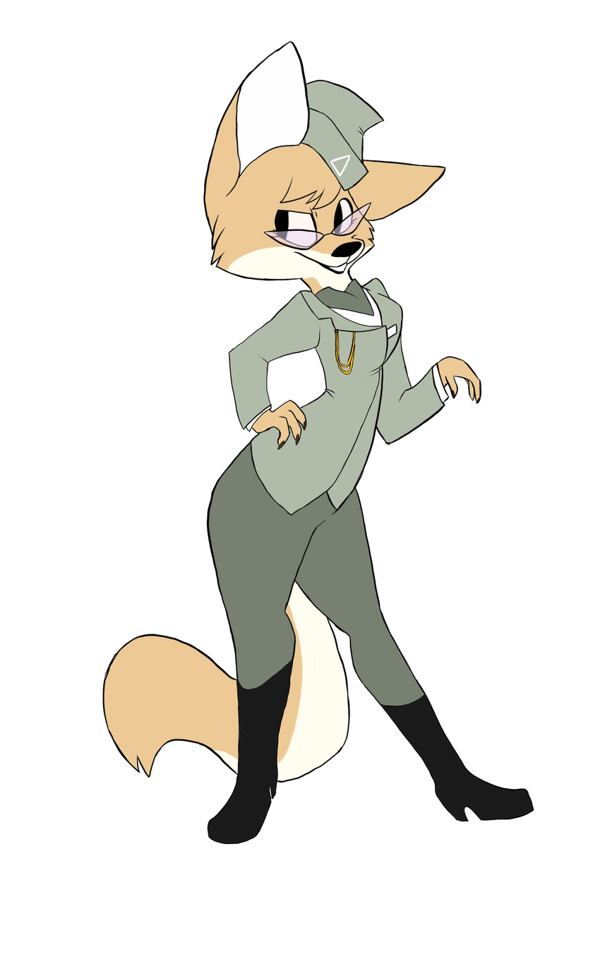 2018 alpha_channel anthro canine clothing eyewear female fox glasses hat hi_res loverboyx lt._fox_vixen mammal military_uniform sek_studios simple_background smile solo squirrel_and_hedgehog transparent_background uniform