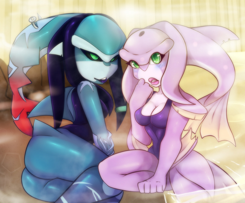 alien better_version_at_source breasts clothing female fin fish looking_at_viewer marine neroflare nintendo sauna swimsuit the_legend_of_zelda video_games zora