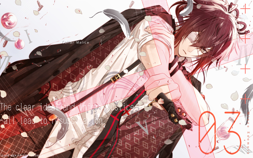 collar_x_malice enomoto_mineo eyepatch gun hanamura_mai male wallpaper