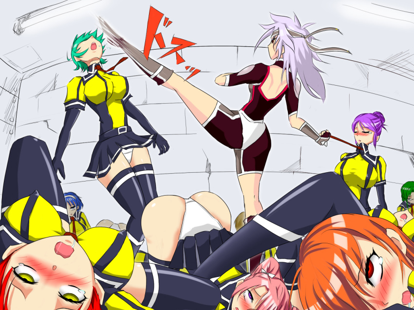 6+girls all_fours ass battle beating blue_hair blush body_pile breasts catfight crotch crying defeated dress drooling erect_nipples female fighting full_body green_hair hair_ornament hairband high_kick highleg highleg_panties highres holding humiliation indoors kicking knocked_out legs long_hair medium_breasts miniskirt multiple_girls open_mouth orange_hair original pain panties pantyshot pink_hair pixiv purple_eyes purple_hair red_eyes red_hair rolling_eyes ryona saliva short_dress short_hair sin_(3294455892) skin_tight skirt skirt_around_belly skirt_lift sweat tears thighhighs thighs unconscious underwear uniform upskirt very_long_hair white_hair white_panties white_underwear yellow_eyes