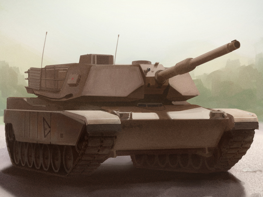 commentary_request ground_vehicle highres m1_abrams military military_vehicle motor_vehicle no_humans original tank uru_(uru0000)