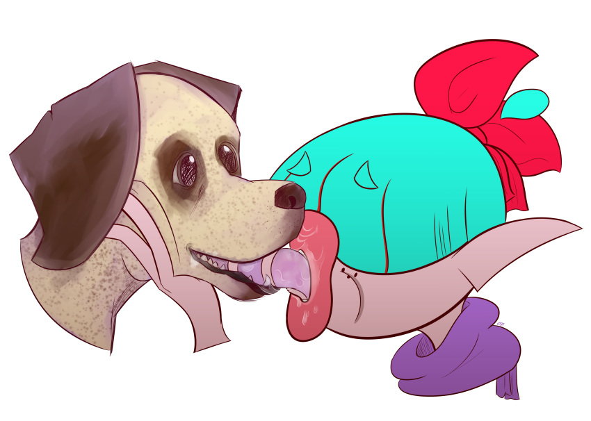 alien ami bestiality big_lips braque_du_bourbonnais bulma canine cosplay dog female feral french_kissing kissing lips long_tongue mammal ota_(artist) saliva tongue