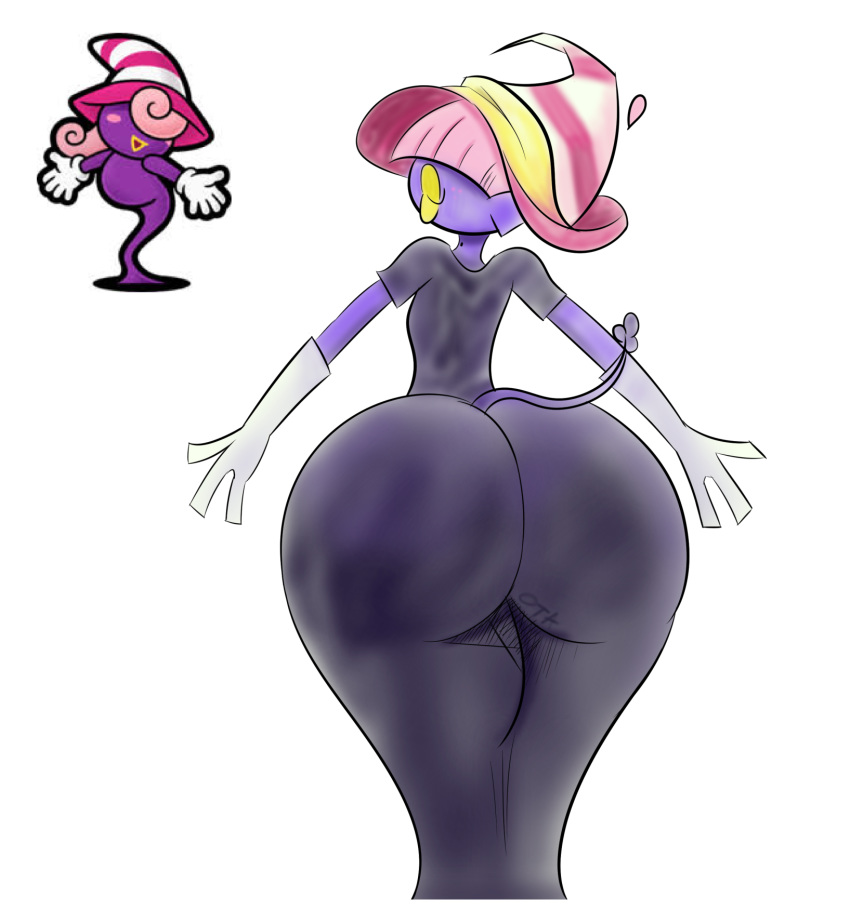 alien ami big_butt big_lips butt clothing cosplay dress gloves hat lips mario_bros nintendo not_furry ota_(artist) paper_mario video_games vivian_(mario) witch_hat