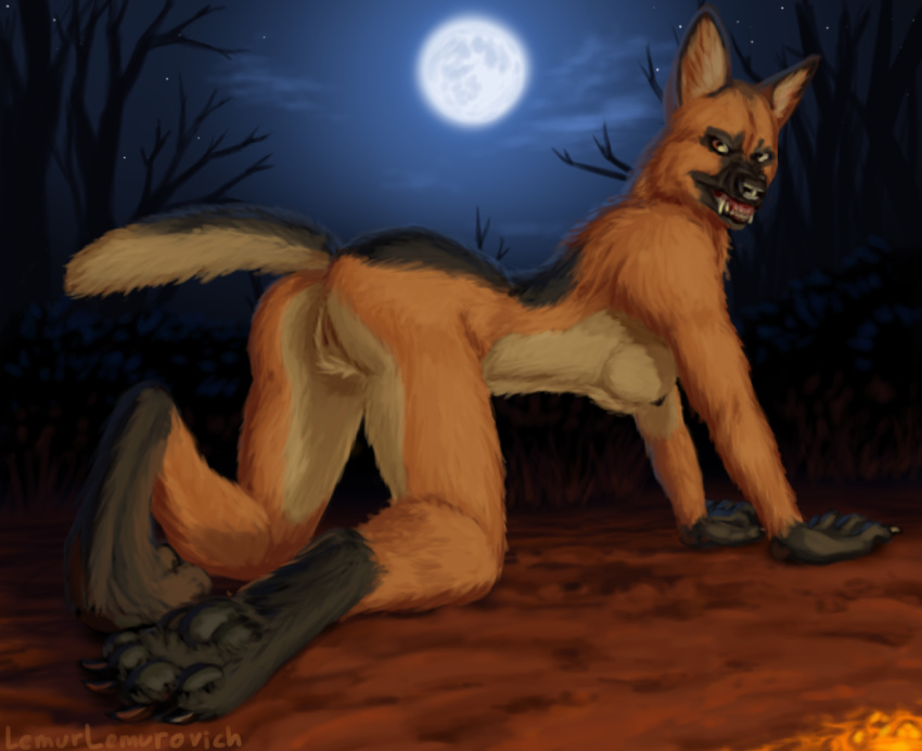 anthro canine dog female german_shepherd lemurlemurovich mammal night solo