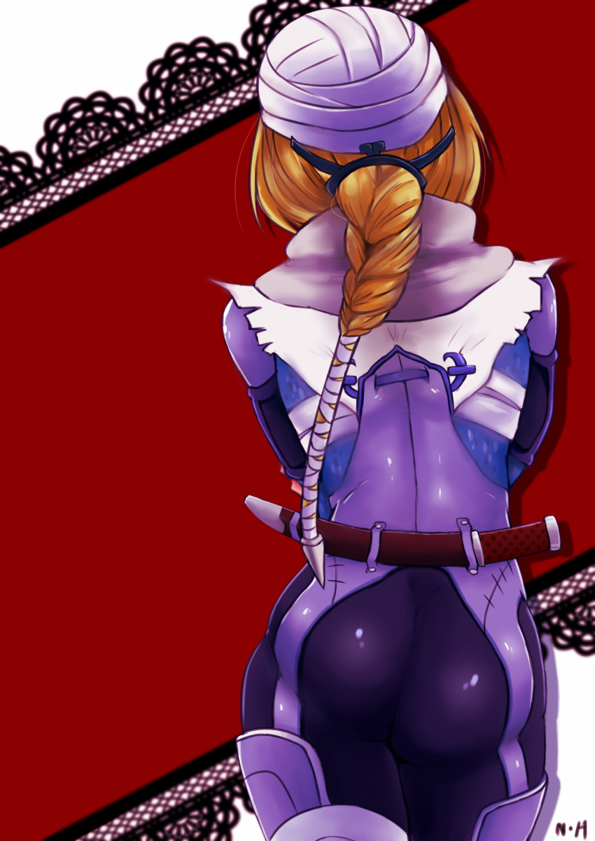 absurdres ass blonde_hair bodysuit braid highres long_hair sheik solo super_smash_bros. supure3019 surcoat the_legend_of_zelda the_legend_of_zelda:_ocarina_of_time the_legend_of_zelda:_twilight_princess turban