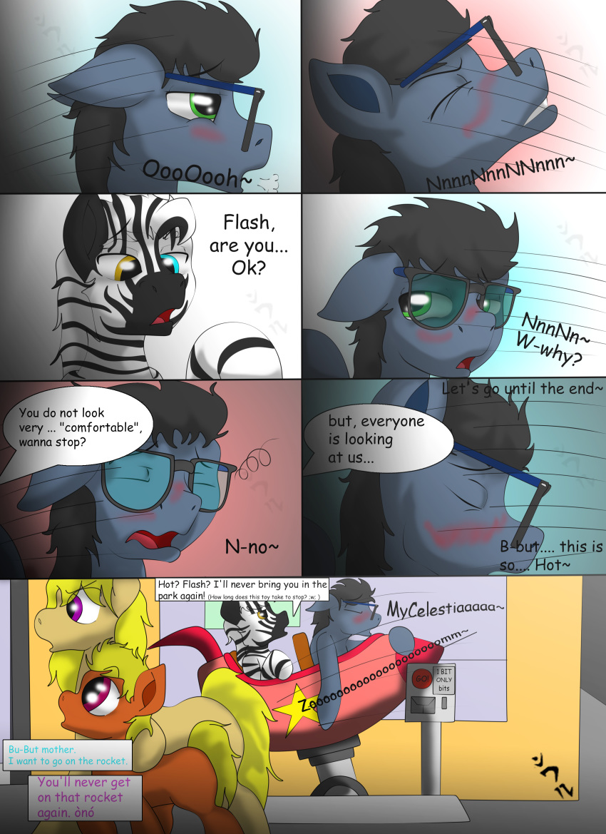 2018 blush comic cute digital_media_(artwork) earth_pony equine fan_character feral flash_draw friendship_is_magic fur hair heterochromia horse humor looking_back lucatiel male mammal monochrome multicolored_fur multicolored_hair my_little_pony nude open_mouth park pony rocket simple_background text white_fur zebra