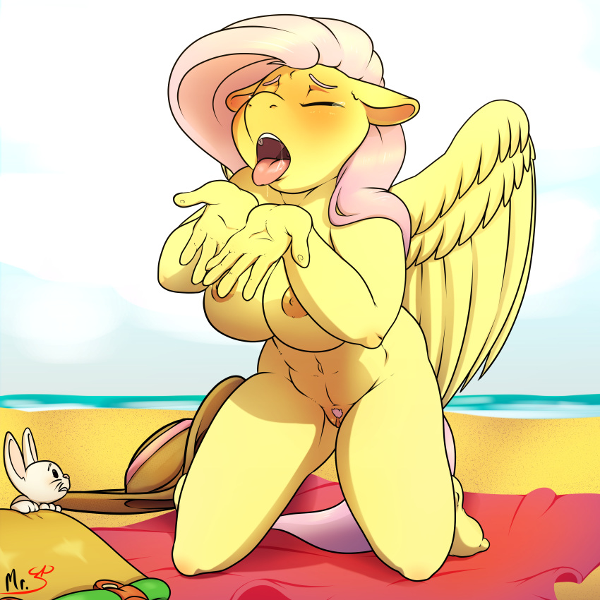 2018 5_fingers absurd_res angel_(mlp) anthro areola bag barefoot beach big_breasts blush breasts drooling duo equine eyebrows eyes_closed feathered_wings feathers female feral floppy_ears fluttershy_(mlp) friendship_is_magic hair hat hi_res horn kneeling lagomorph male mammal mr.smile my_little_pony navel nipples nude open_mouth outside pink_hair portrait pubes pussy rabbit saliva seaside signature sky solo_focus tears teeth thick_thighs tongue tongue_out towel water winged_unicorn wings yellow_feathers