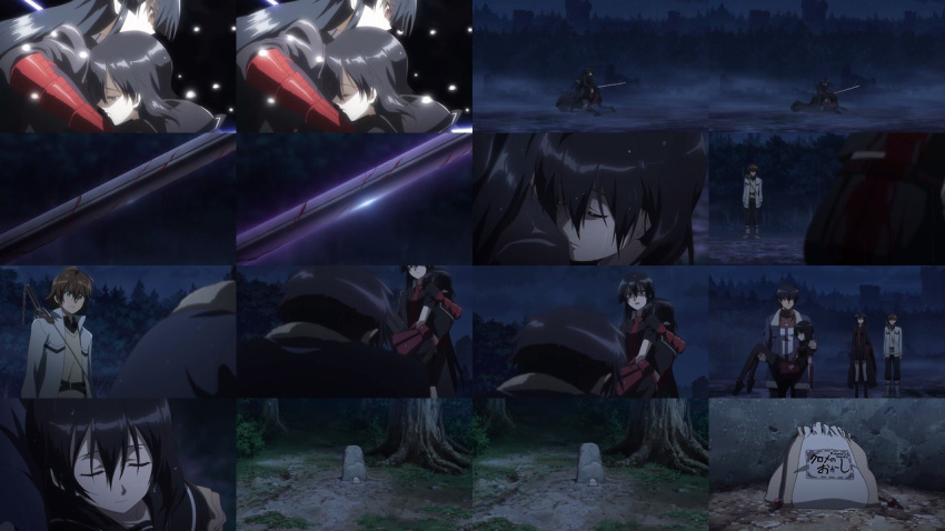 10s 2boys 2girls absurdres akame akame_ga_kill! armor black_hair bleeding blood bloody_sword blue_hair brown_hair death decapitation grave impaled jager kurome_(akame_ga_kill!) multiple_boys multiple_girls nightraid sisters smile snake spoilers sword tatsumi_(akame_ga_kill!) wave_(akame_ga_kill!)