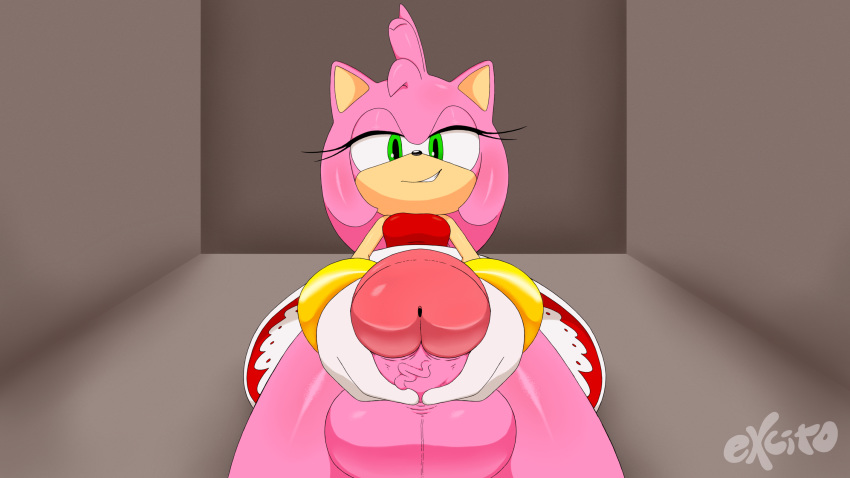 amy_rose balls bedroom_eyes clothing dickgirl dress excito first_person_view half-closed_eyes hedgehog humanoid_penis intersex looking_at_viewer looking_down mammal no_underwear penis seductive solo sonic_(series) submissive submissive_pov