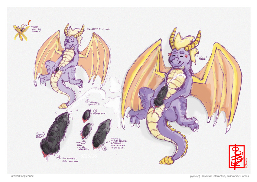 aroused arthropod black_penis cum dragon dragonfly erection fennec_(artist) insect invalid_tag knot male penis signature slit sparx spyro spyro_the_dragon teenager text video_games young