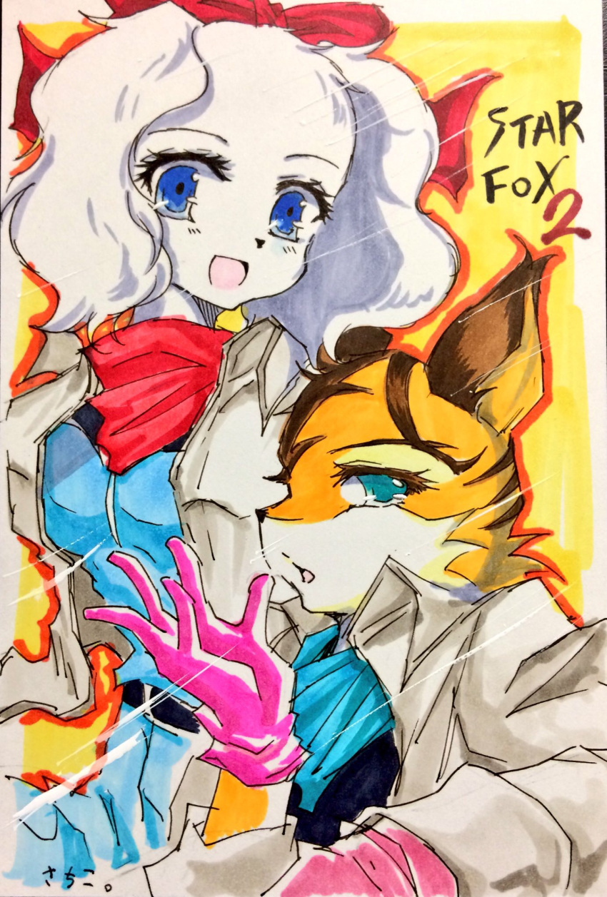 anthro canine clothing duo fay_spaniel feline female gloves hi_res long_ears mammal miyu_lynx nintendo saveless star_fox video_games