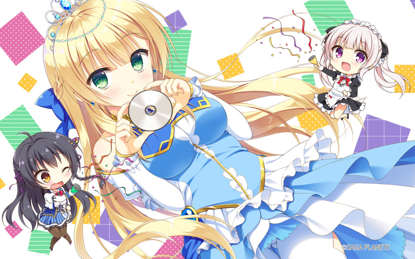 caminal_le_pultaia_sorfilege_sisua chibi dress heels hontani_kanae jougasaki_ayaka kin'iro_loveriche_-golden_time- maid pantyhose saga_planets seifuku sylvia_le_cruzcrown_sortil&egrave;ge_sisua wallpaper