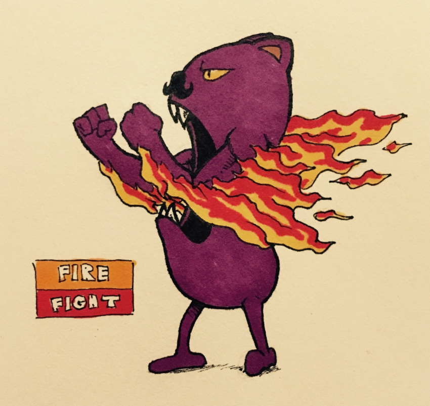 2016 4_fingers alternate_color anthro bat big_mouth biped black_nose english_text facial_hair fak&eacute;mon fangs featureless_crotch featureless_feet fighting_stance firefightdex fist flaming_wings full-length_portrait golbat hatching_(technique) humanoid_hands male mammal marker_(artwork) mfanjul mixed_media mustache nintendo no_sclera nude open_mouth pen_(artwork) pok&eacute;mon pok&eacute;mon_(species) portrait shadow side_view simple_background slit_pupils solo standing text toony traditional_media_(artwork) video_games white_background winged_arms wings yelling yellow_eyes