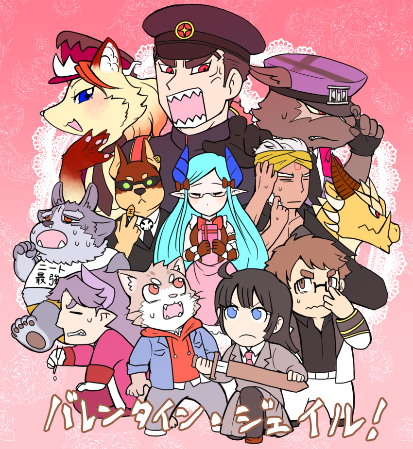 anthro belly blue_eyes blue_hair blush canine cat doberman dog dragon eyewear feline female fox glowing glowing_eyes hair hakumen horn human humanoid kemono male mammal manzanaringopai melusine multi_ear obese ophion overweight sitri sunglasses tadatomo third_eye tsathoggua xolotl