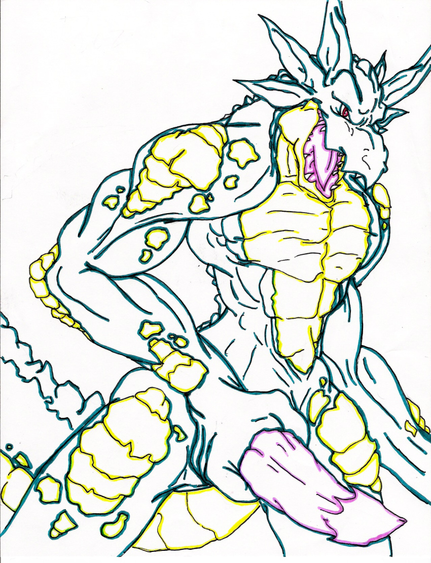 anthro dragon erection holding_penis male muscular muscular_male penis randomdragon scalie sharp_teeth solo teeth