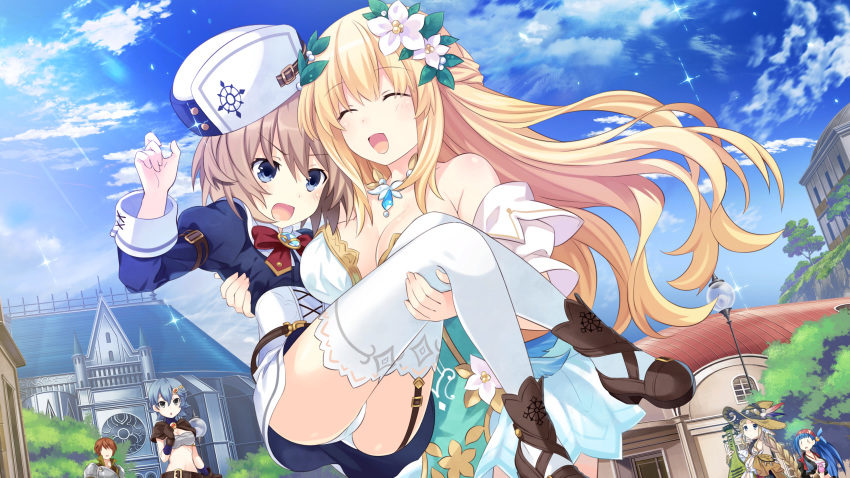 blanc choujigen_game_neptune cleavage dress four_goddesses_online:_cyber_dimension_neptune game_cg heels pantsu stockings tamsoft_(choujigen_game_neptune) thighhighs tsunako vert witch