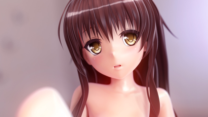 1girl 3d blush brown_hair long_hair mm-star open_mouth solo to_love-ru yuuki_mikan