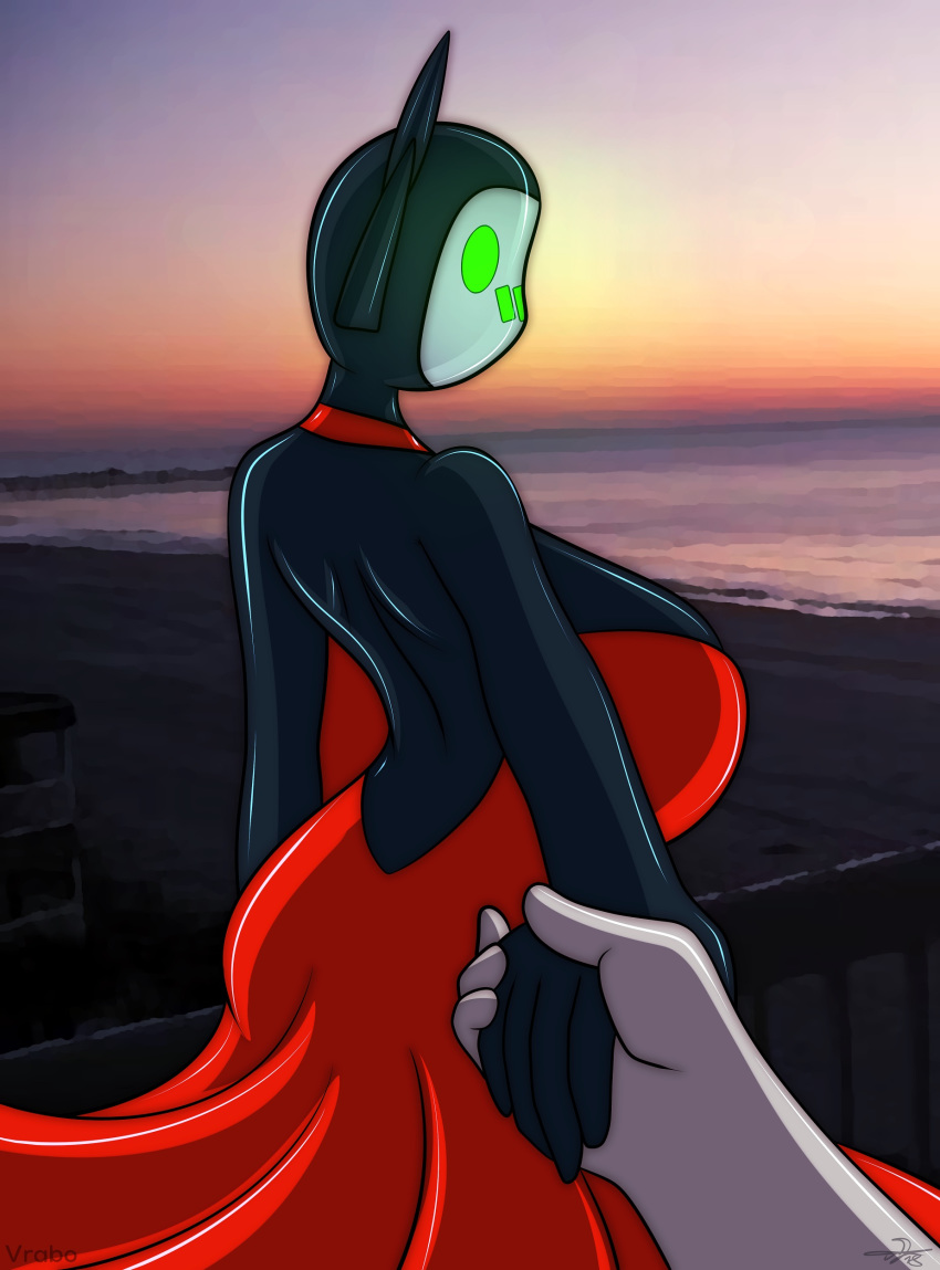 2018 big_breasts breasts bust_(disambiguation) date fan_character female huge_breasts machine matar not_furry robot samurai_jack solo_focus standing sunset vrabo