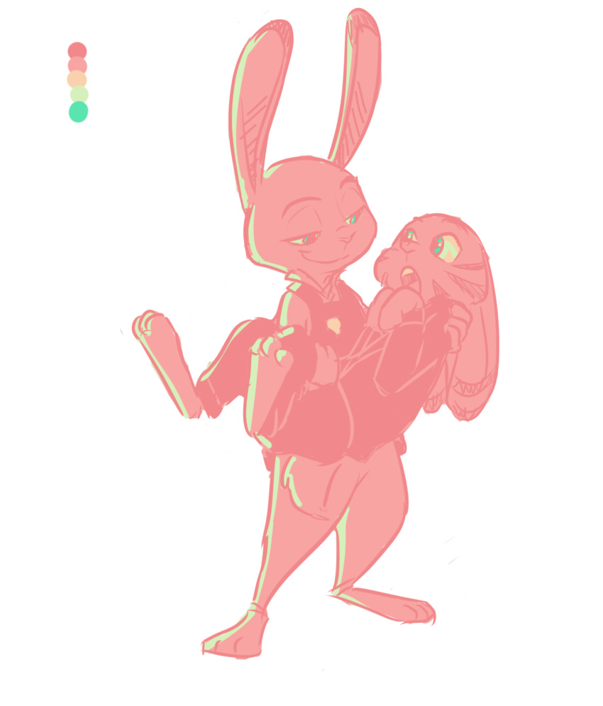 2018 anthro barefoot bridal_carry bulletproof_vest carrying clothed clothing dipstick_ears disney duo ear_markings facial_markings female fur_markings ittybittykittytittys jack_savage judy_hopps lagomorph male mammal markings open_mouth police_uniform rabbit restricted_palette simple_background smile standing suit teal_eyes uniform white_background zootopia