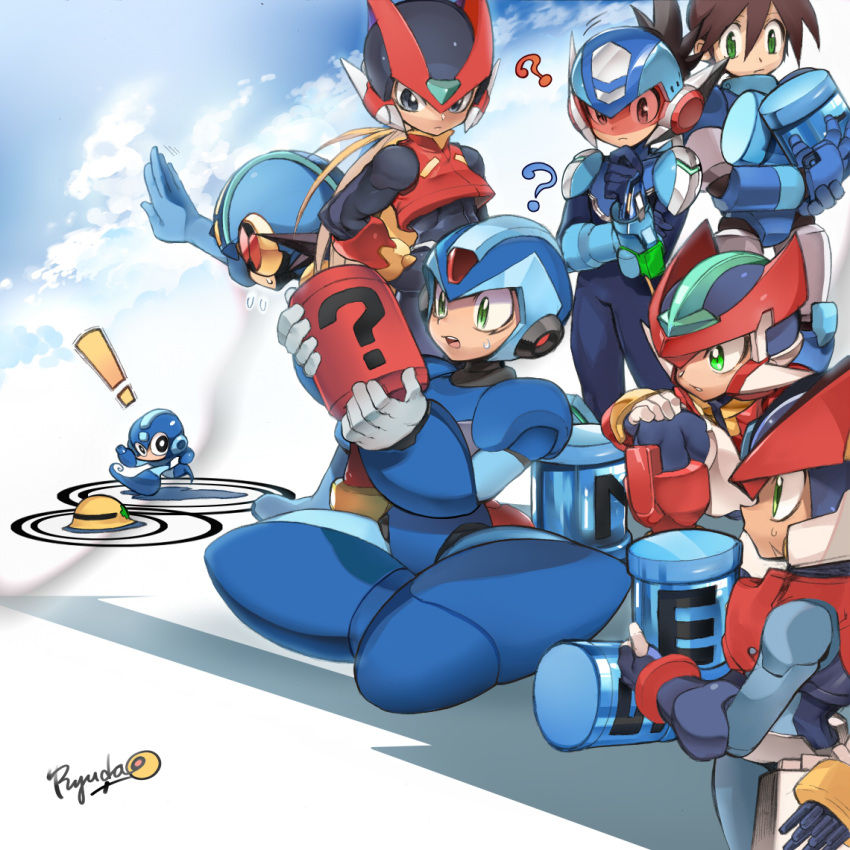 6+boys ? aile android black_eyes black_hair blonde_hair bodysuit brown_eyes brown_hair cloud energy_tank gloves green_eyes grey_(rockman) hand_on_hip hand_on_own_knee holding hoshikawa_subaru_(rockman) long_hair metool multiple_boys rock_volnutt rockman rockman_(character) rockman_(classic) rockman_dash rockman_exe rockman_exe_(character) rockman_x rockman_zero rockman_zx rockman_zx_advent running ryuda ryuusei_no_rockman signature sitting standing sweatdrop vent white_gloves x_(rockman) zero_(rockman)