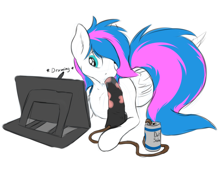artist bad_dragon beverage blue_hair blue_tail cum_tube diction dildo drawing drinking english_text equine equine_dildo fan_character feathered_wings feathers feral fur hair horse lying male mammal multicolored_hair multicolored_tail my_little_pony open_mouth oral pegasus penetration pink_hair pink_tail pony saliva sex_toy simple_background soda solo straw tablet text two_tone_hair two_tone_tail white_background white_fur wings