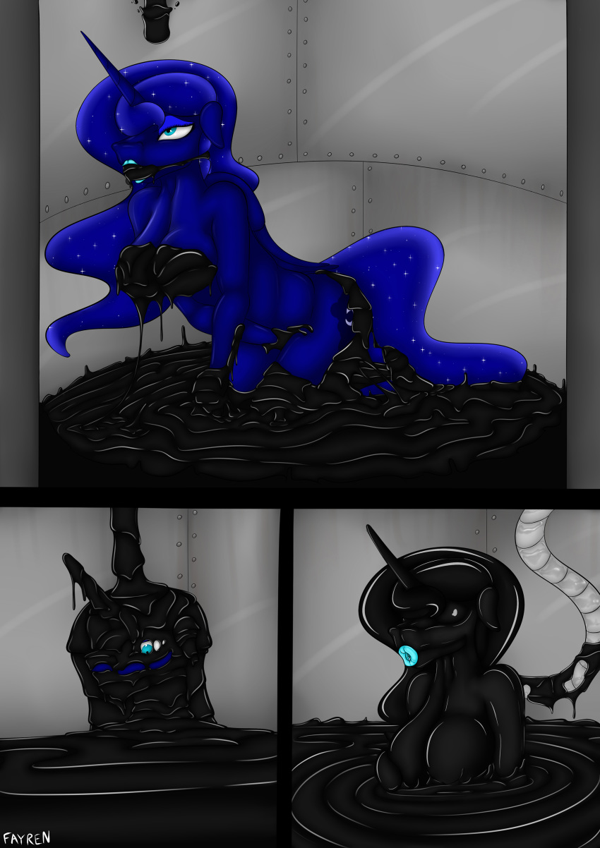 anthro breasts doll dr.chips dripping female friendship_is_magic gag goo messy my_little_pony princess_luna_(mlp) rubber simple_background sinking sticky transformation