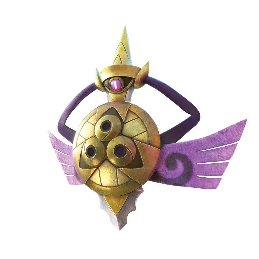 3d_(artwork) absurd_res aegislash alpha_channel ambiguous_gender animate_inanimate digital_media_(artwork) hi_res melee_weapon nintendo official_art pok&eacute;mon pok&eacute;mon_(species) pokken_tournament pokken_tournament_dx purple_eyes simple_background solo sword transparent_background video_games weapon