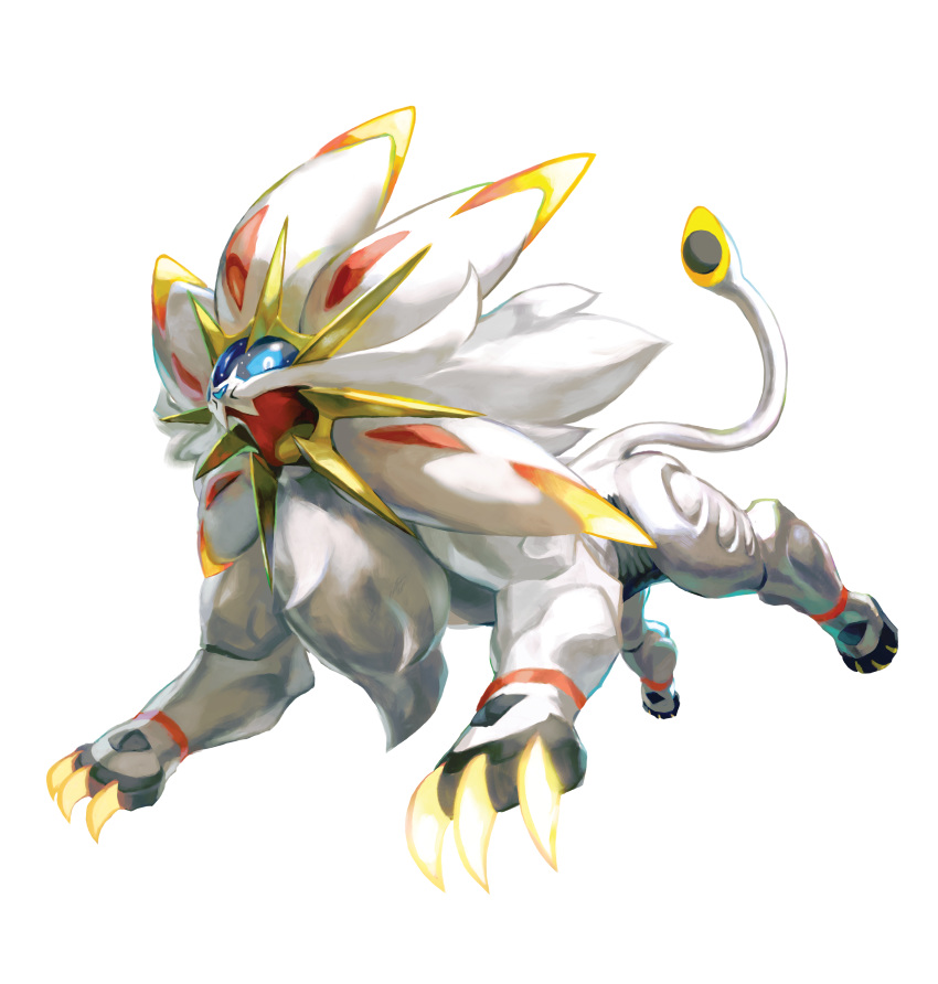 2016 absurd_res alpha_channel ambiguous_gender blue_eyes claws feline hi_res kawayoo legendary_pok&eacute;mon mammal nintendo official_art open_mouth pok&eacute;mon pok&eacute;mon_(species) simple_background solgaleo solo transparent_background video_games white_body yellow_tongue