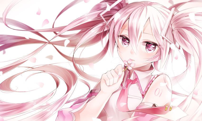 hatsune_miku long_hair marchen_noir pink_eyes pink_hair sakura_miku twintails vocaloid