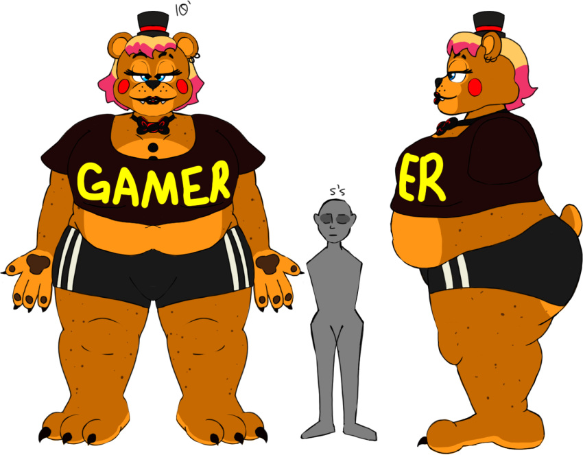 anthro bear body_freckles damion_the_skeleton female five_nights_at_freddy's five_nights_at_freddy's_2 mammal mannequin overweight overweight_female scottgames size_difference solo toy_freddy_(fnaf)