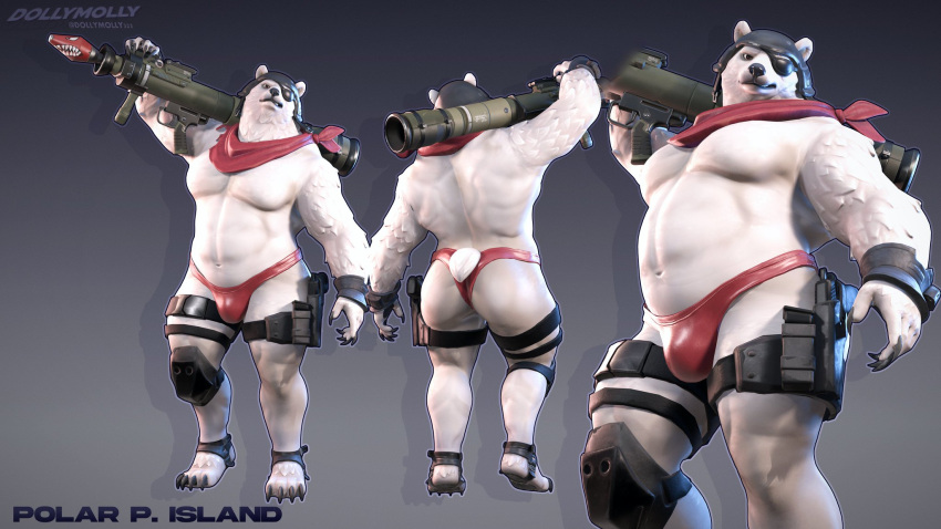 abs anthro bulge butt clothing dollymolly323 epic_games fortnite hi_res humanoid male muscular muscular_male pecs polar_patroller solo swimwear