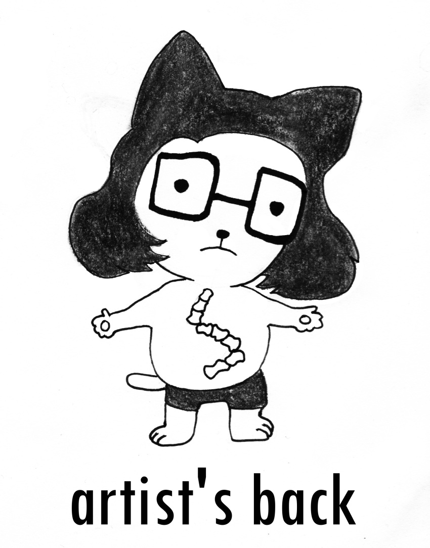 absurd_res anthro comic efradraws efrasona english_text eyewear felid feline glasses graphite_(artwork) group hair hi_res long_hair male mammal monochrome pencil_(artwork) relatable simple_background text traditional_media_(artwork) white_background