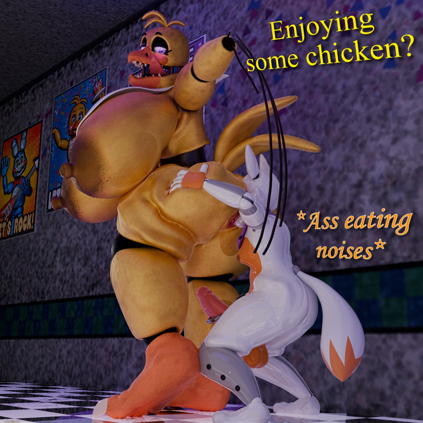 3d_(artwork) anal animatronic anonymousfm anthro anus areola avian balls beak big_breasts big_butt bird breasts butt canid canine chicken clothing digital_media_(artwork) duo english_text erection feet female five_nights_at_freddy's five_nights_at_freddy's_2 five_nights_at_freddy's_world fox galliform gallus_(genus) genitals hair hi_res huge_breasts humanoid_genitalia humanoid_penis lolbit_(fnaf) machine male male/female mammal nipples nude open_mouth oral orange_body penis phasianid puffy_anus puffy_nipples rimming robot scott_cawthon scottgames sex size_difference smile tail teeth text thick_thighs tongue tongue_out white_body wide_hips withered_chica_(fnaf)